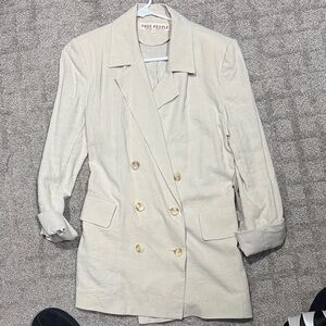 Free People Ivory Double-Breasted Blazer